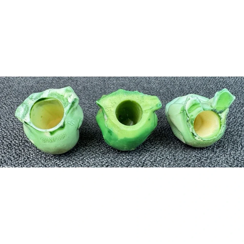 Vintage 3 Frogs Green Ceramic Whimsical Shelf Sitters Hong Kong 1.5 each